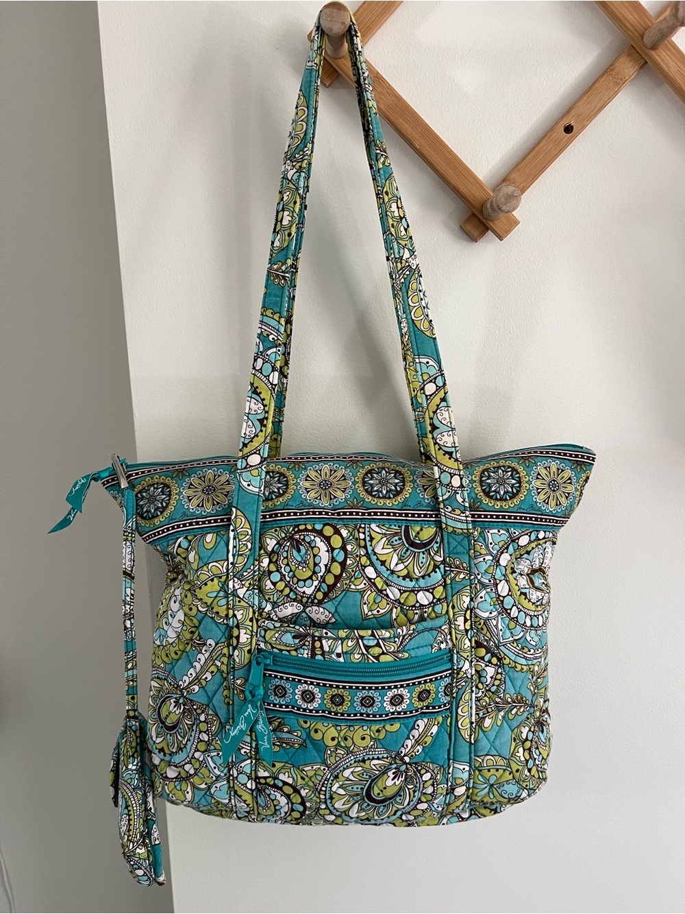 Vera Bradley Peacock Zip Tote with Matching Pouch
